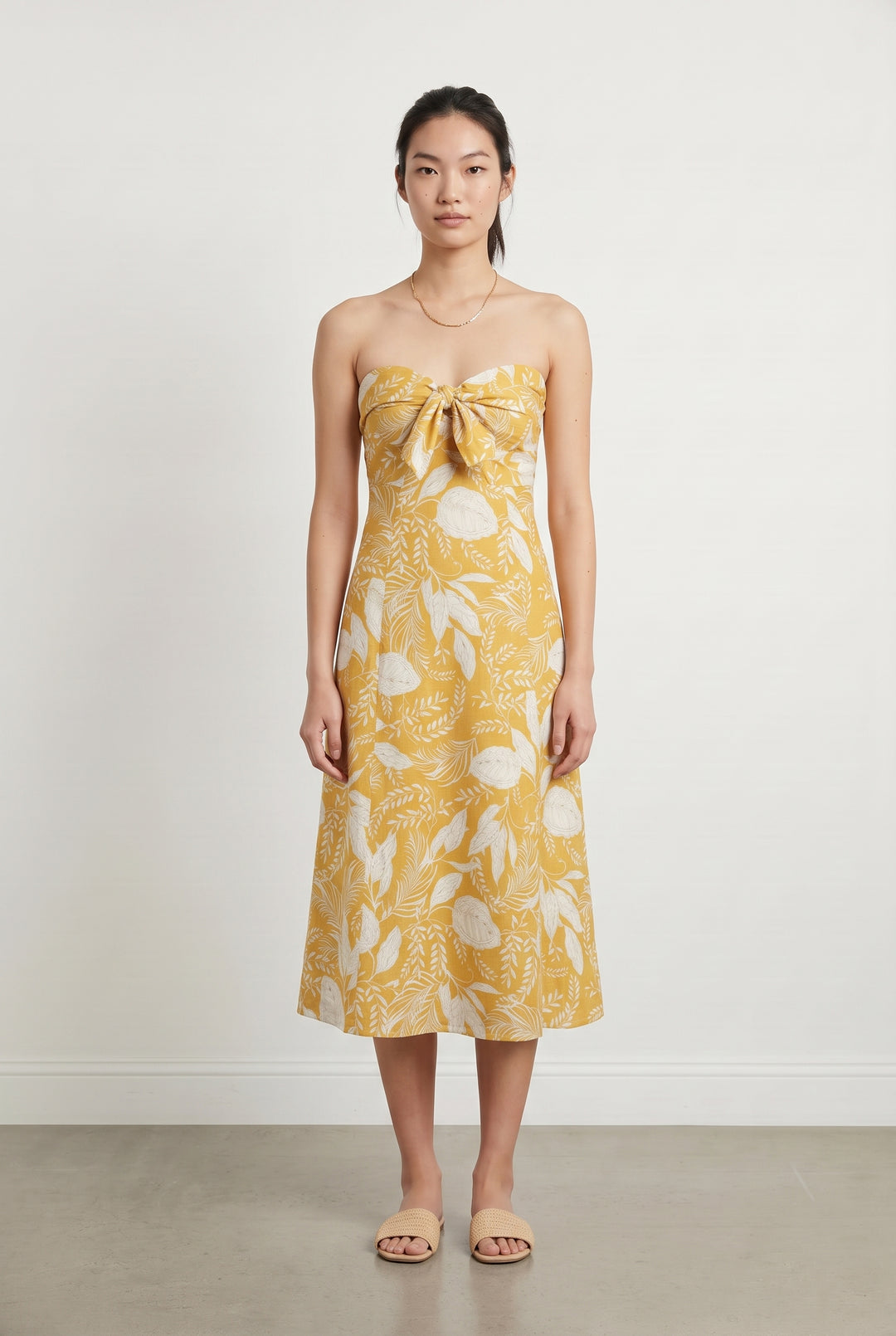 Robe Midi Jaune et Blanche - Taille S/36 de la marque Sézane | PARAD116764 - Vendu par Paradigme - Image 1