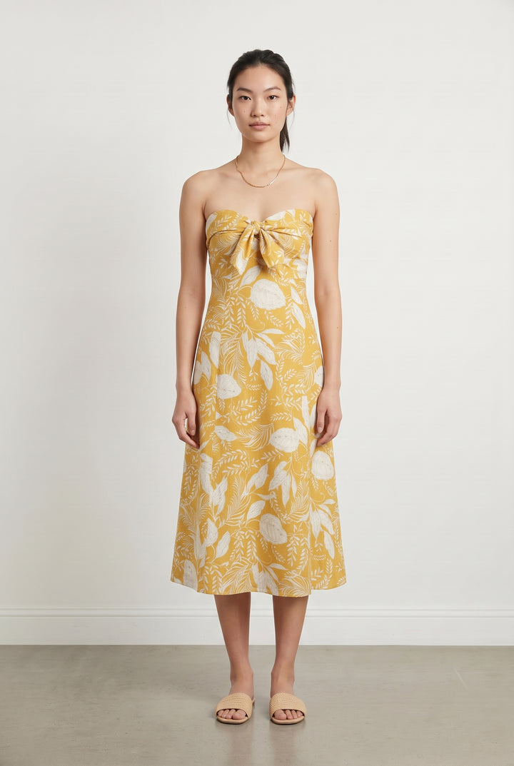 Robe Midi Jaune et Blanche - Taille S/36 de la marque Sézane | PARAD116764 - Vendu par Paradigme - Image 1
