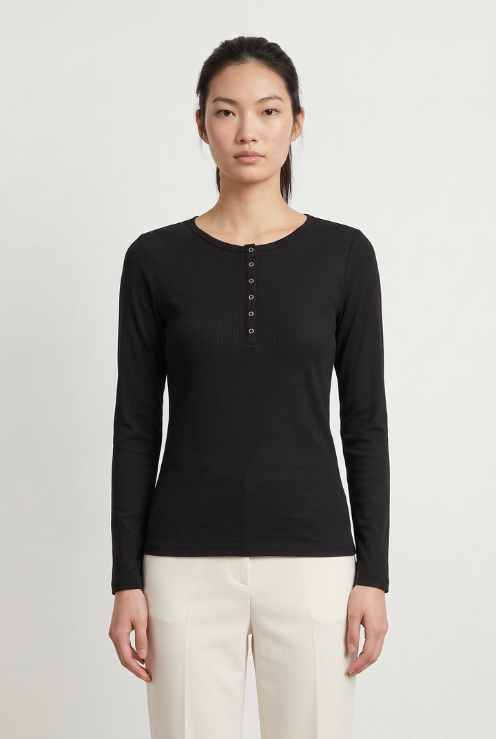 Tee-shirt manches longues noir - Taille XS/34 de la marque Caroll | PARAD116799 - Vendu par Paradigme - Image 1