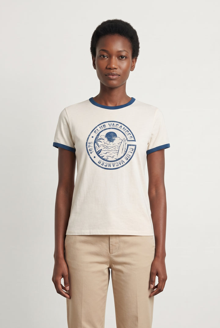 Tee-shirt Beige et Bleu - Taille XS/34 de la marque Sézane | PARAD116800 - Vendu par Paradigme - Image 1