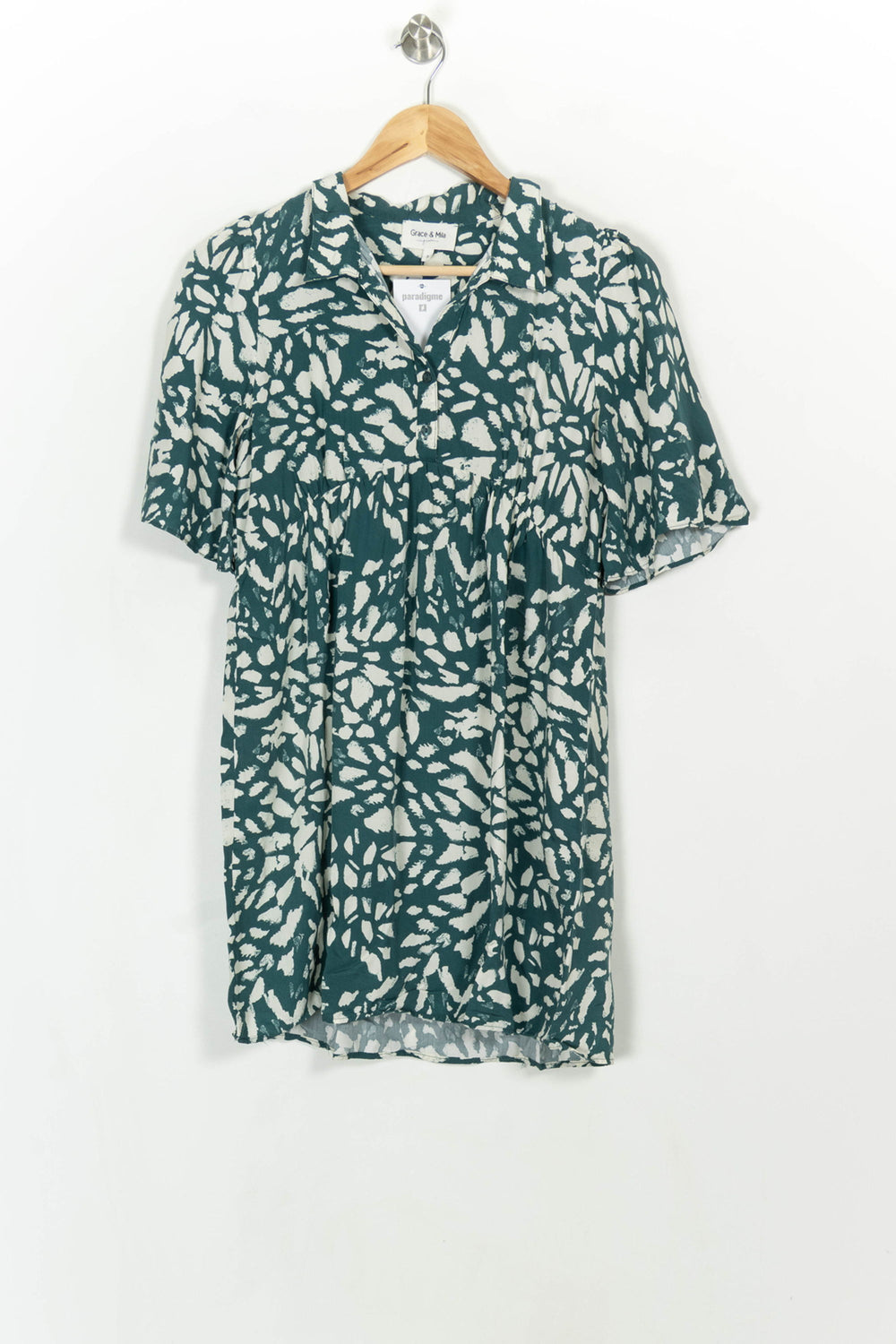 Robe Courte Verte et Blanche - Taille S/36 de la marque Grace & Mila | PARAD116802 - Vendu par Paradigme - Image 2