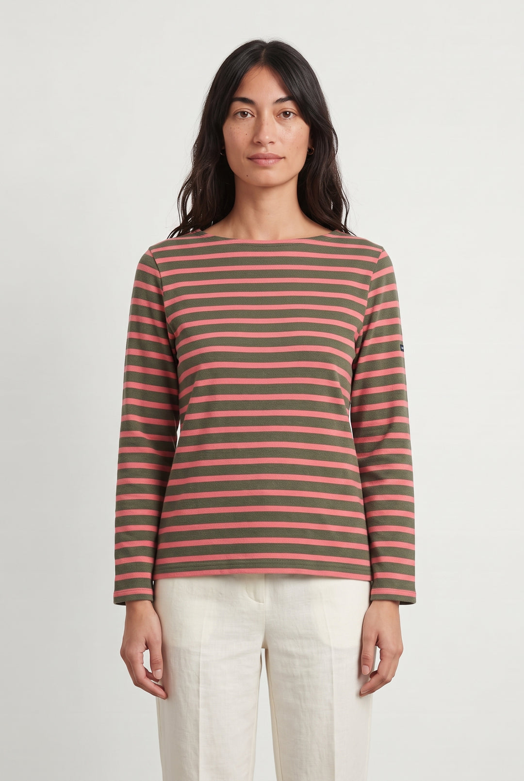 Marinière Rose et Kaki - Taille S/36 de la marque Saint James | PARAD116805 - Vendu par Paradigme - Image 1