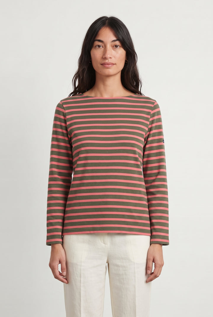 Marinière Rose et Kaki - Taille S/36 de la marque Saint James | PARAD116805 - Vendu par Paradigme - Image 1
