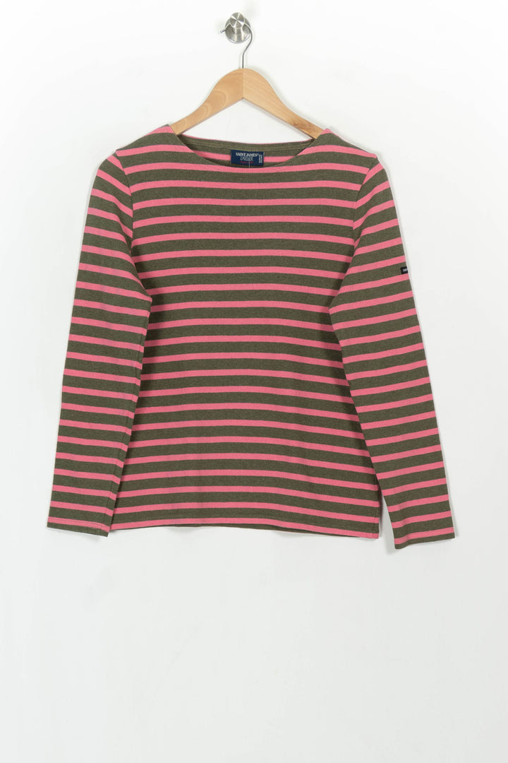 Marinière Rose et Kaki - Taille S/36 de la marque Saint James | PARAD116805 - Vendu par Paradigme - Image 2