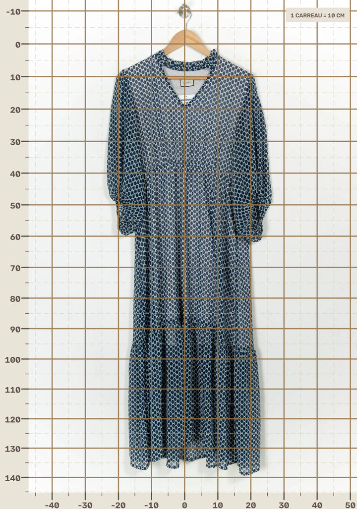 Robe Longue Bleue et Blanche - Taille L/40 de la marque Indies | PARAD116820 - Vendu par Paradigme - Image 4