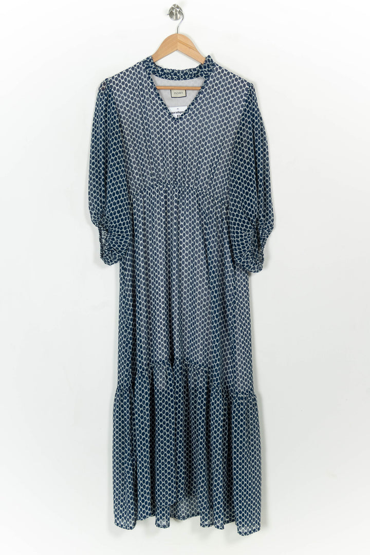 Robe Longue Bleue et Blanche - Taille L/40 de la marque Indies | PARAD116820 - Vendu par Paradigme - Image 2
