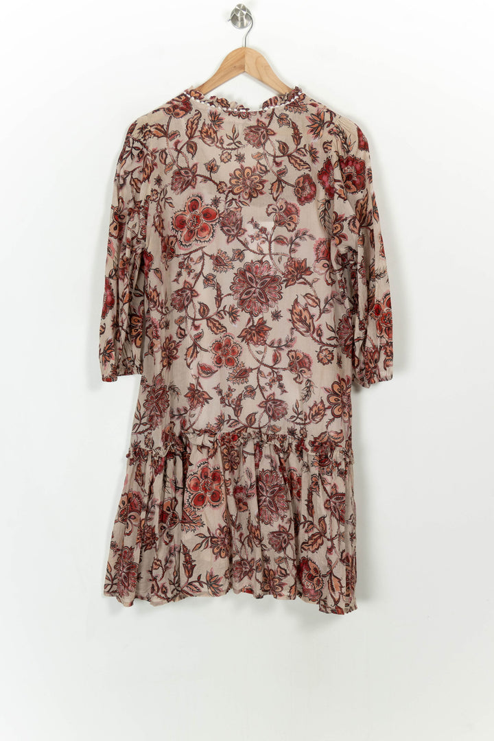 Robe Courte Rouge et Beige - Taille L/40 de la marque Indies | PARAD116826 - Vendu par Paradigme - Image 5