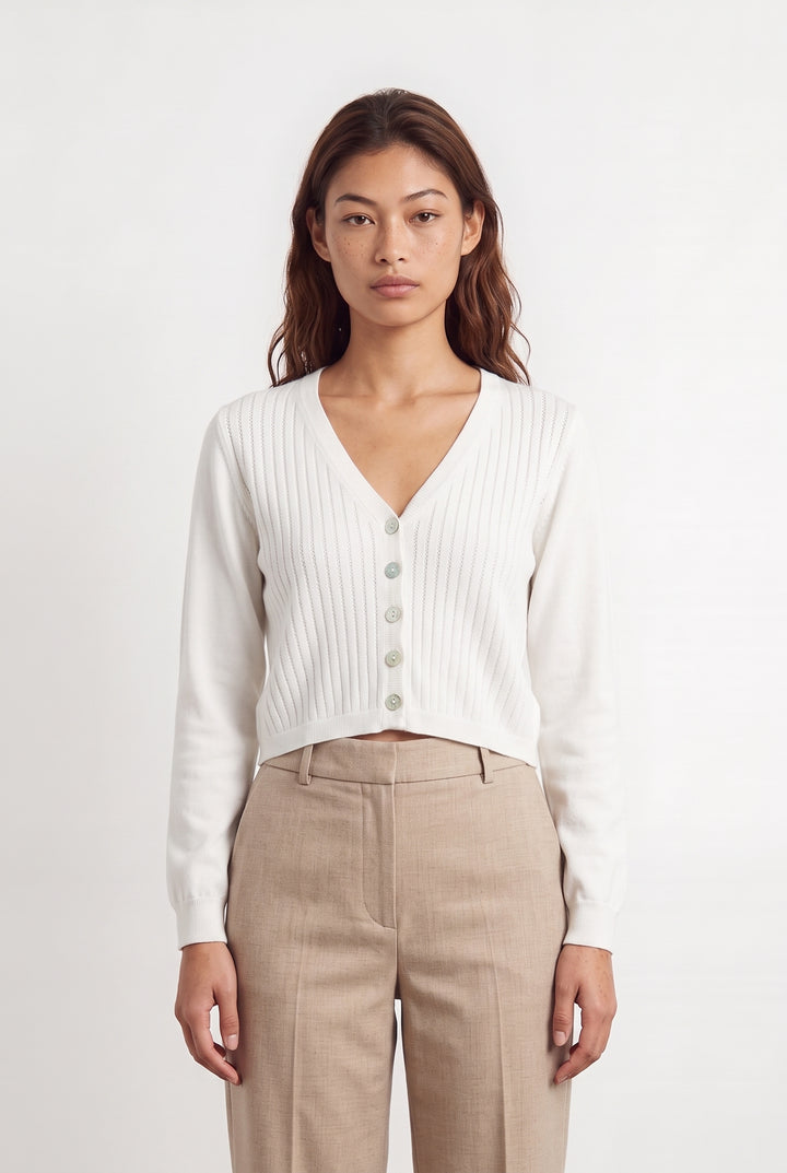 Cardigan Blanc - Taille M/38 de la marque La Fée Maraboutée | PARAD116830 - Vendu par Paradigme - Image 1