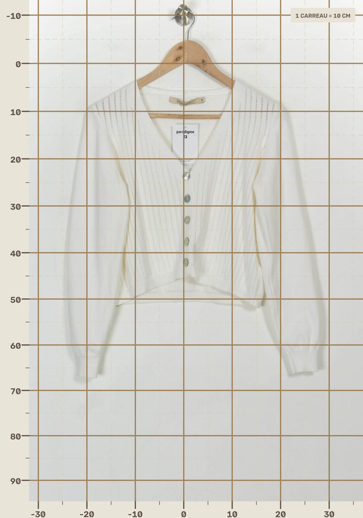 Cardigan Blanc - Taille M/38 de la marque La Fée Maraboutée | PARAD116830 - Vendu par Paradigme - Image 4