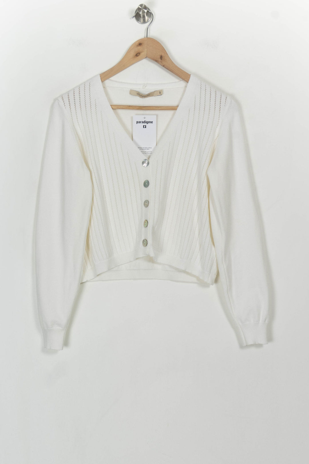 Cardigan Blanc - Taille M/38 de la marque La Fée Maraboutée | PARAD116830 - Vendu par Paradigme - Image 2