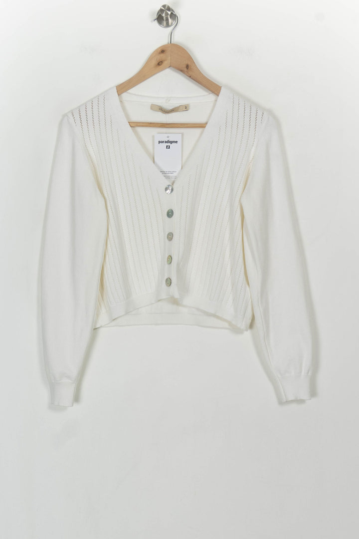 Cardigan Blanc - Taille M/38 de la marque La Fée Maraboutée | PARAD116830 - Vendu par Paradigme - Image 2
