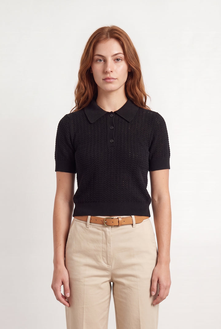 Polo Noir - Taille M/38 de la marque Comptoir des Cotonniers | PARAD116836 - Vendu par Paradigme - Image 1