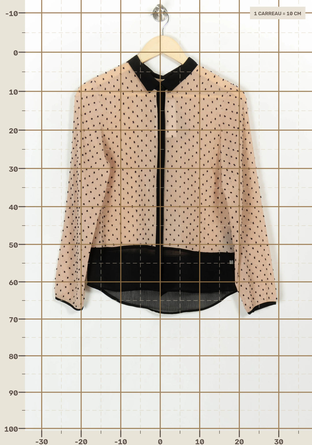 Blouse Beige et Noire - Taille S/36 de la marque I.Code | PARAD116842 - Vendu par Paradigme - Image 4