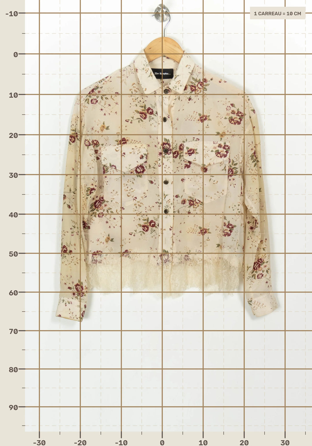 Chemise Fleurie Beige et Bordeaux - Taille XXS/32 de la marque The Kooples | PARAD116849 - Vendu par Paradigme - Image 4