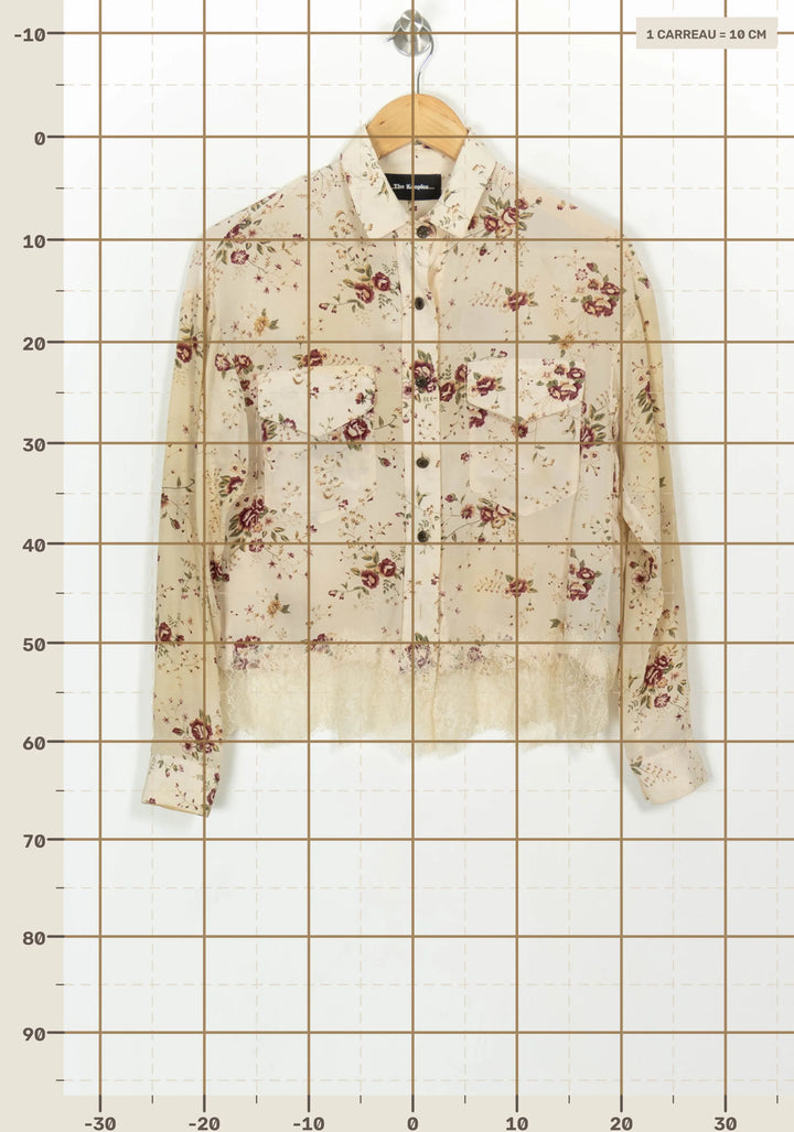Chemise Fleurie Beige et Bordeaux - Taille XXS/32 de la marque The Kooples | PARAD116849 - Vendu par Paradigme - Image 4