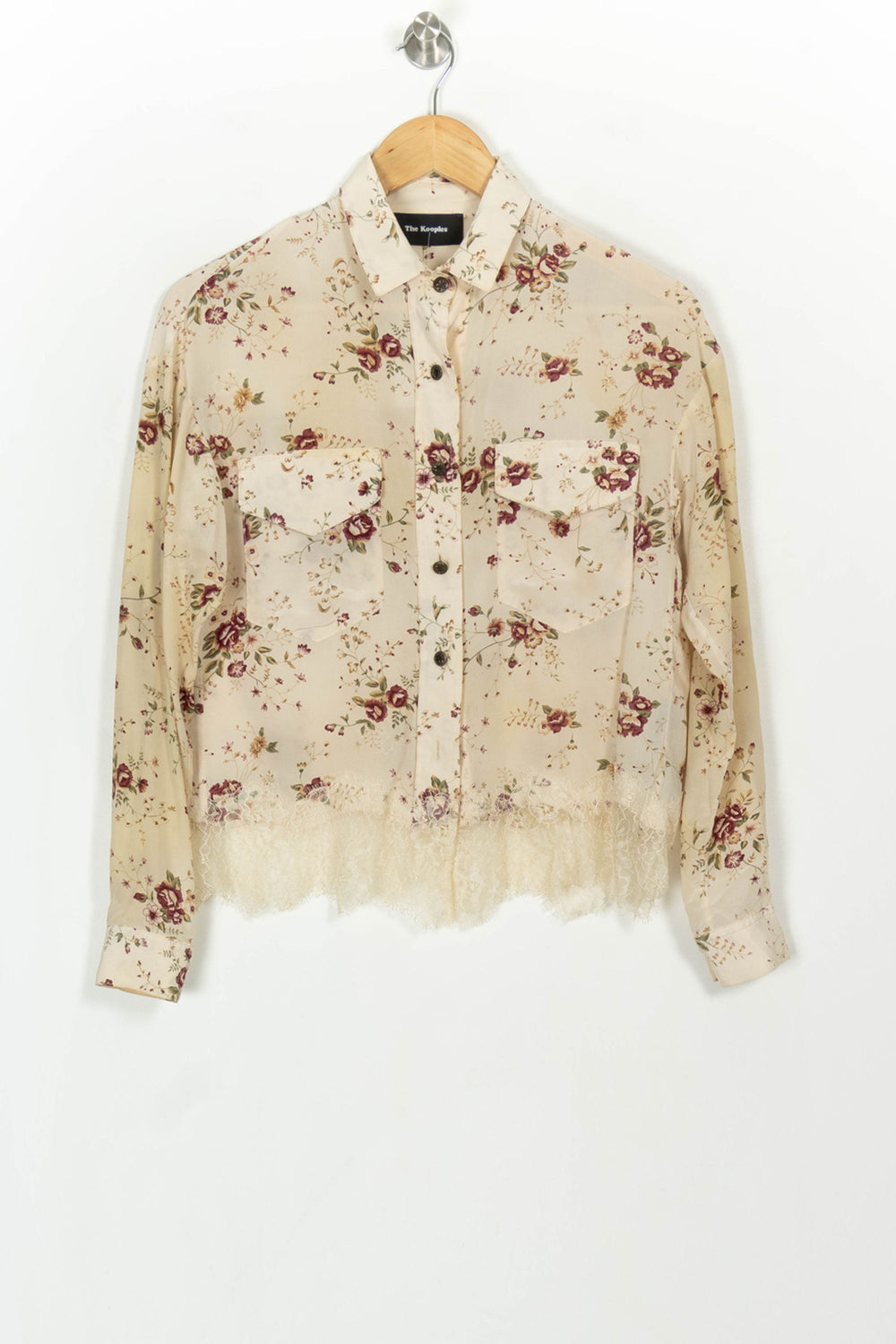 Chemise Fleurie Beige et Bordeaux - Taille XXS/32 de la marque The Kooples | PARAD116849 - Vendu par Paradigme - Image 2