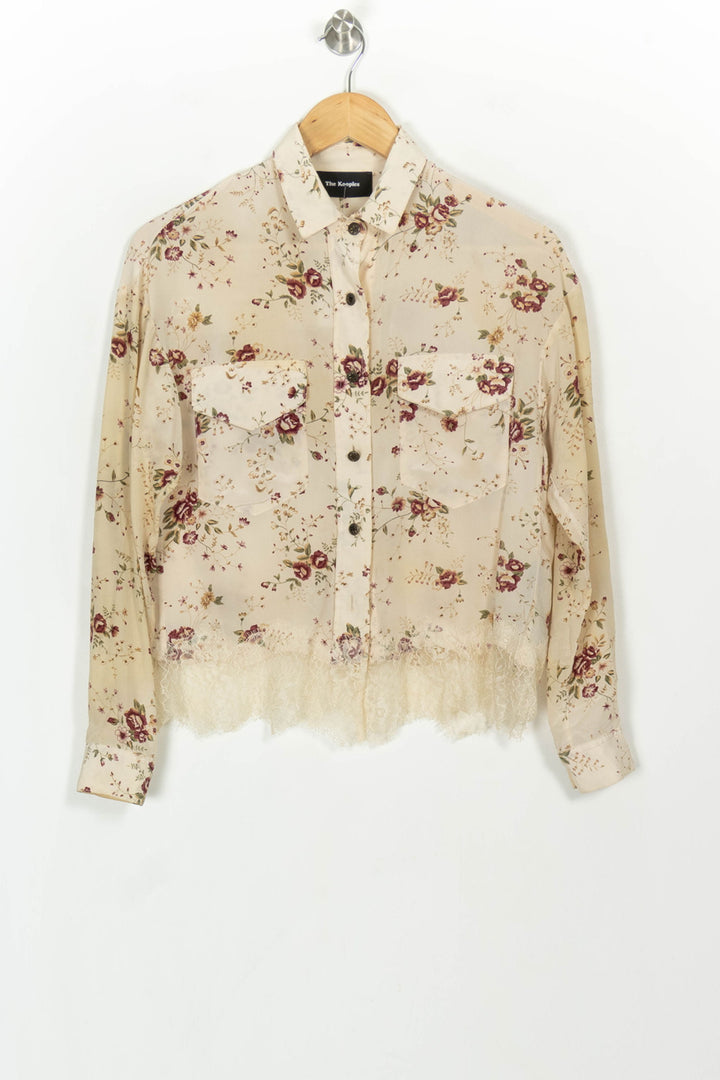 Chemise Fleurie Beige et Bordeaux - Taille XXS/32 de la marque The Kooples | PARAD116849 - Vendu par Paradigme - Image 2