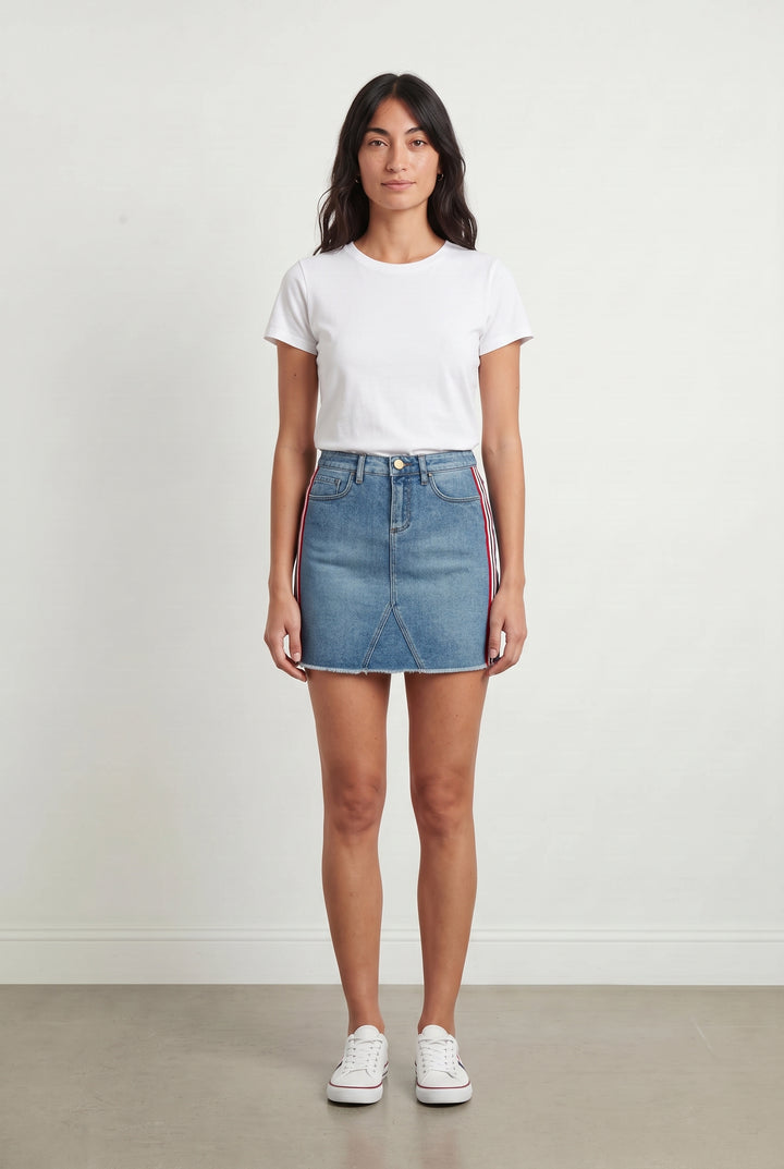 Jupe en Jean Bleu et Rouge - Taille M/38 de la marque I.Code | PARAD116867 - Vendu par Paradigme - Image 1