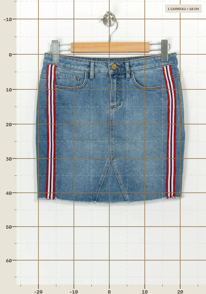 Jupe en Jean Bleu et Rouge - Taille M/38 de la marque I.Code | PARAD116867 - Vendu par Paradigme - Image 4