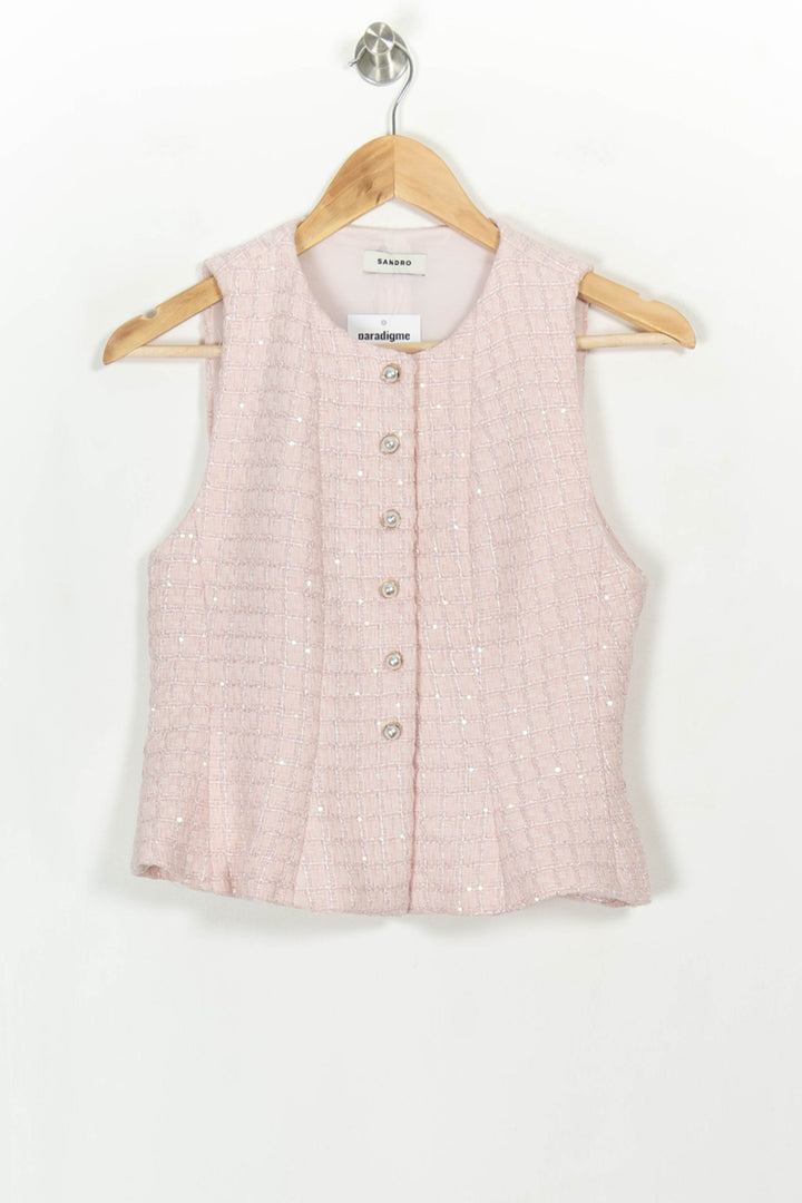 Gilet Rose - Taille XS/34 de la marque Sandro | PARAD116889 - Vendu par Paradigme - Image 2