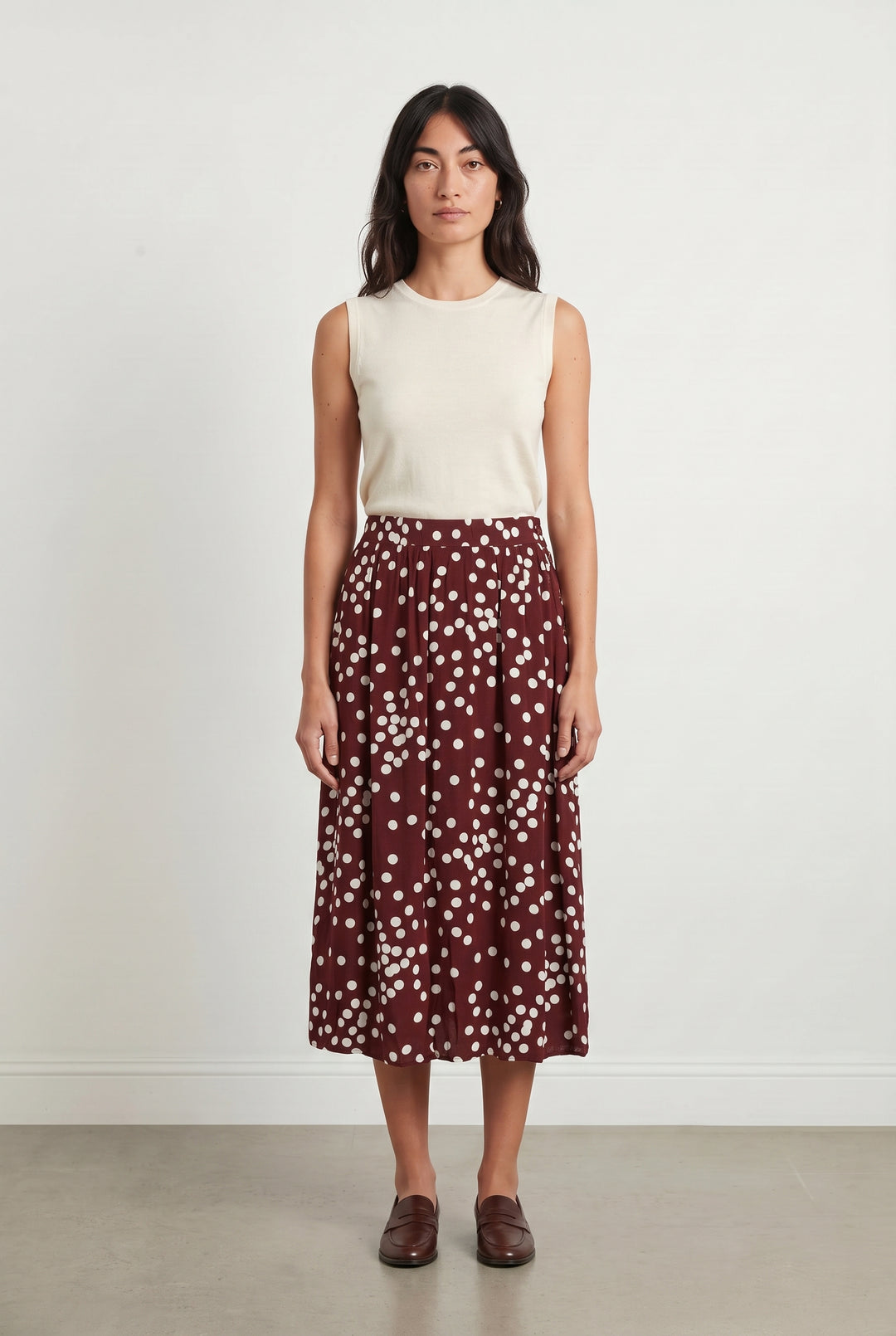 Jupe Midi Bordeaux et Blanche - Taille S/36 de la marque Des petits hauts | PARAD116895 - Vendu par Paradigme - Image 1