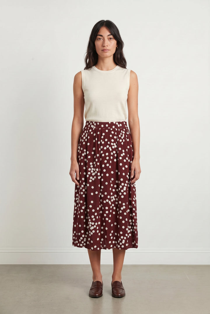 Jupe Midi Bordeaux et Blanche - Taille S/36 de la marque Des petits hauts | PARAD116895 - Vendu par Paradigme - Image 1