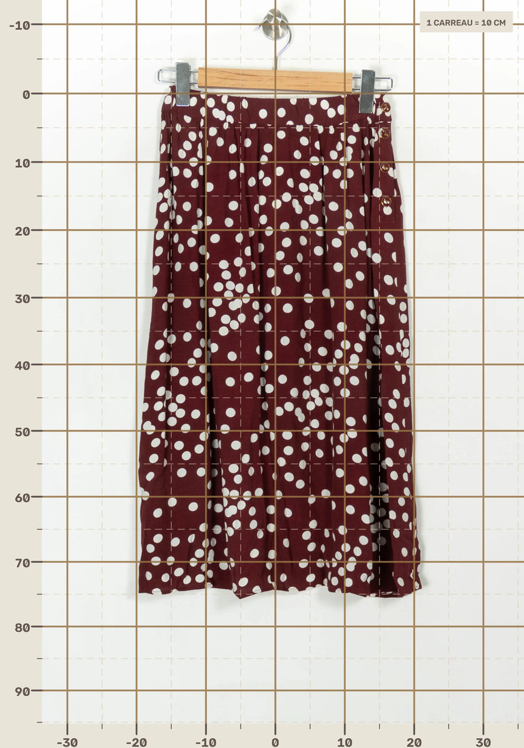 Jupe Midi Bordeaux et Blanche - Taille S/36 de la marque Des petits hauts | PARAD116895 - Vendu par Paradigme - Image 4