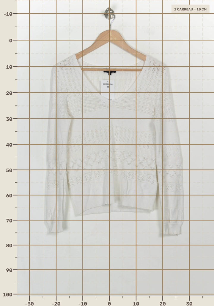 Pull Blanc - Taille S/36 de la marque Caroll | PARAD116948 - Vendu par Paradigme - Image 4