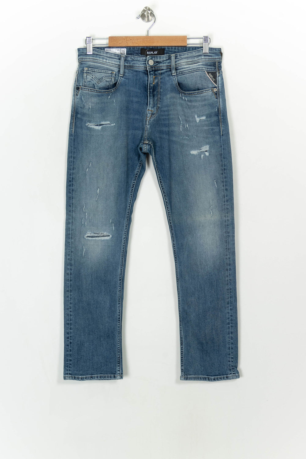 Jean Délavé Bleu - Taille L/40 de la marque Replay | PARAD116956 - Vendu par Paradigme - Image 2