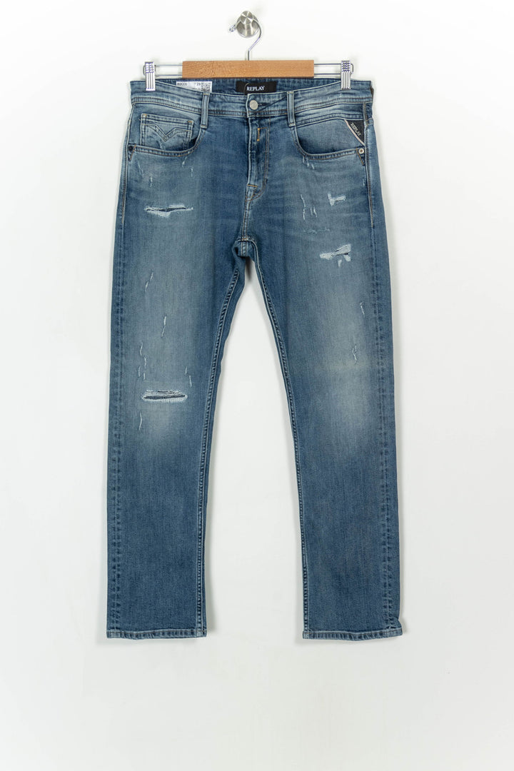 Jean Délavé Bleu - Taille L/40 de la marque Replay | PARAD116956 - Vendu par Paradigme - Image 2