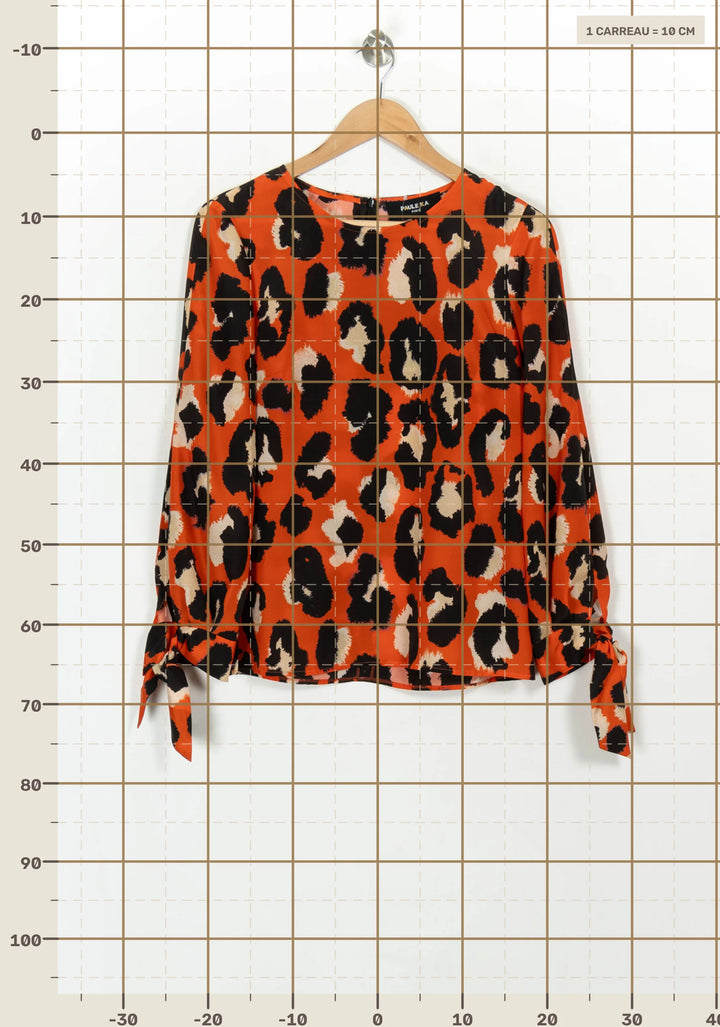 Blouse Orange et Noire - Taille L/40 de la marque Paule Ka | PARAD116972 - Vendu par Paradigme - Image 4
