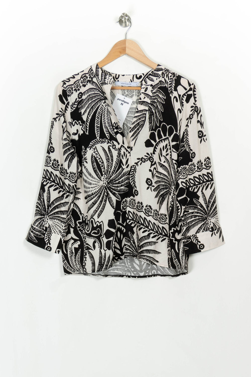 Blouse Noire et Blanche - Taille XL/42 de la marque La Fée Maraboutée | PARAD116984 - Vendu par Paradigme - Image 2