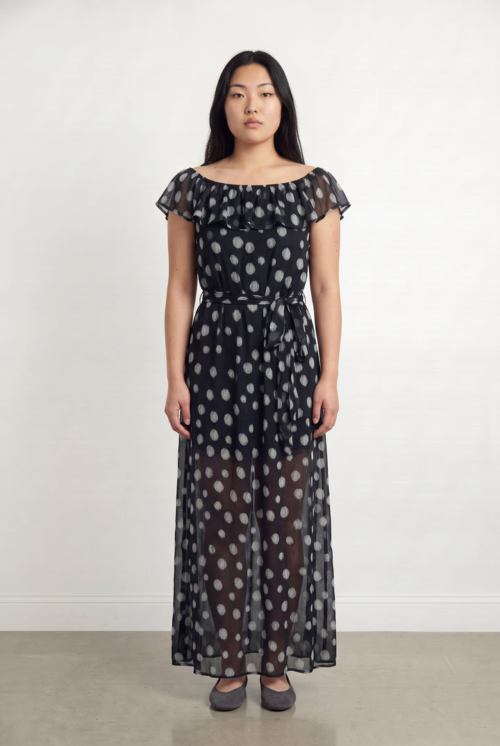 Robe Longue Bleu et Blanc - Taille L/40 de la marque La Fée Maraboutée | PARAD116990 - Vendu par Paradigme - Image 1