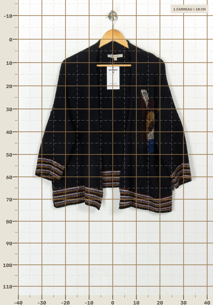 Cardigan Bleu et Marron - Taille S/36 de la marque La Fée Maraboutée | PARAD116993 - Vendu par Paradigme - Image 4