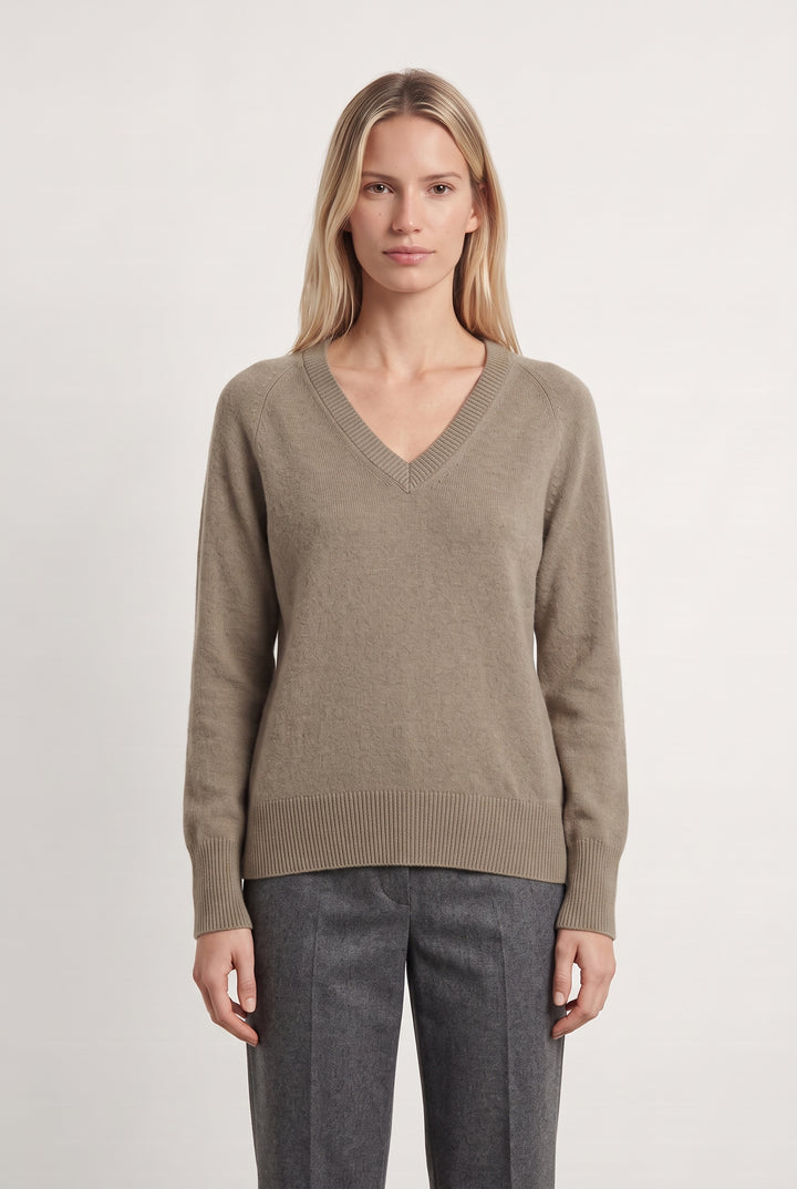Pull Col V Beige - Taille S/36 de la marque From Future | PARAD116997 - Vendu par Paradigme - Image 1