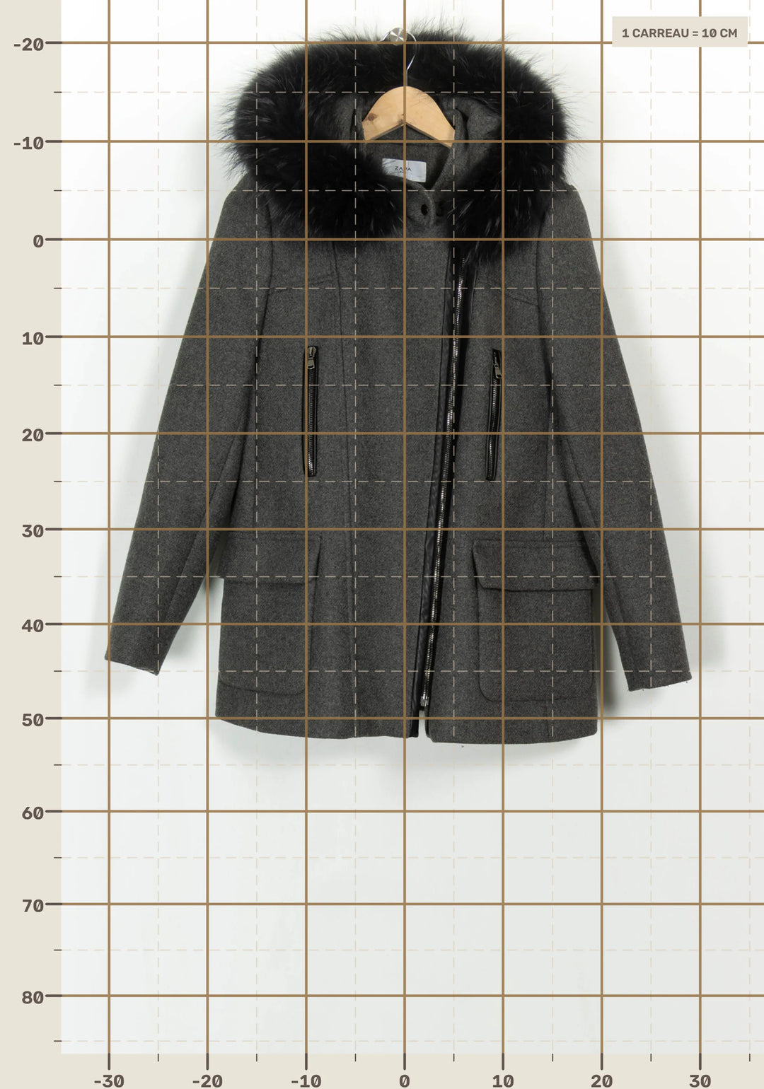 Parka Grise et Noire - Taille M/38 de la marque ZAPA | PARAD116998 - Vendu par Paradigme - Image 4