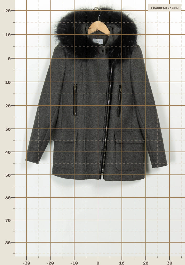 Parka Grise et Noire - Taille M/38 de la marque ZAPA | PARAD116998 - Vendu par Paradigme - Image 4