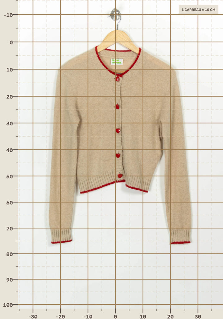 Cardigan Beige et Rouge - Taille M/38 de la marque From Future | PARAD117002 - Vendu par Paradigme - Image 4