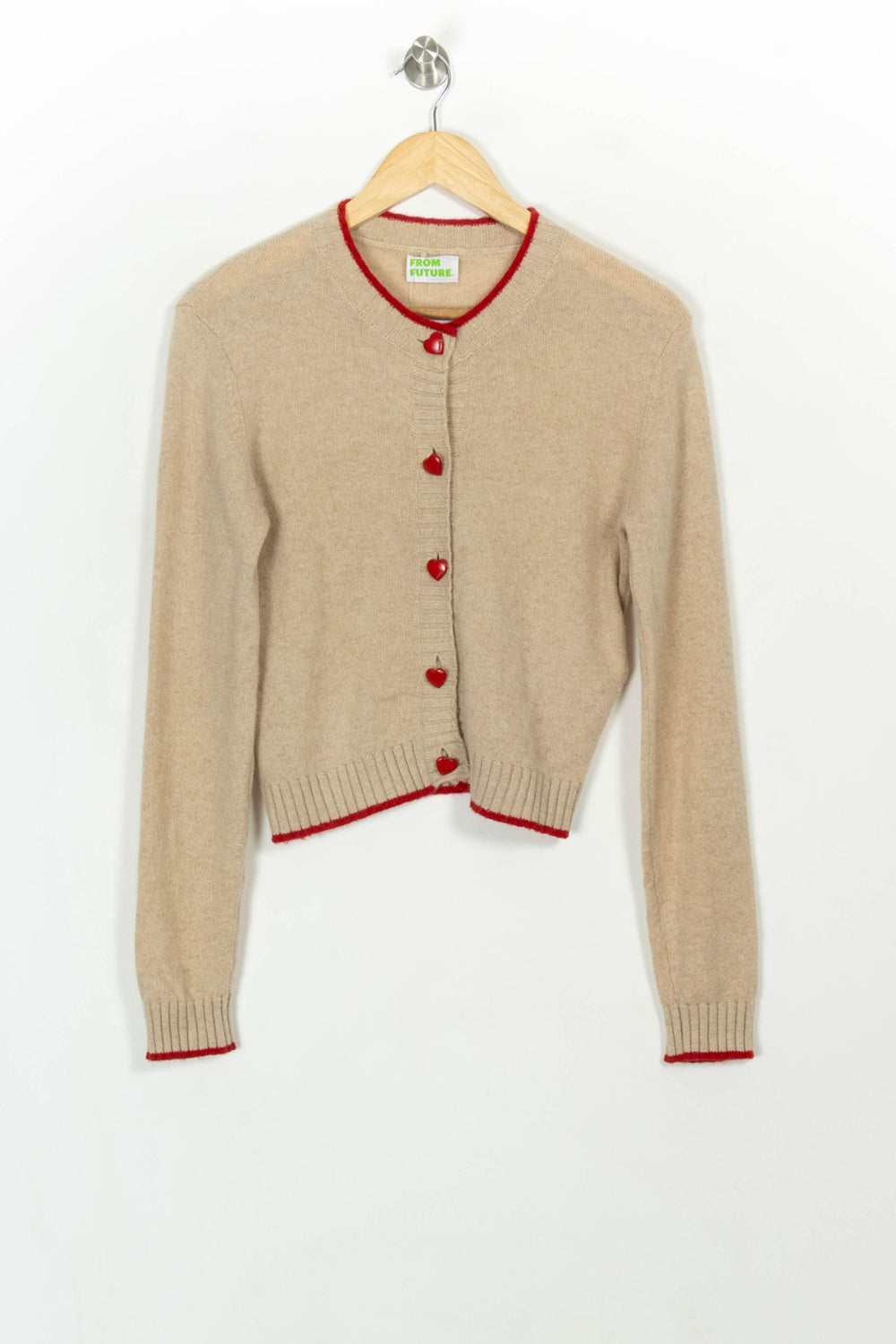 Cardigan Beige et Rouge - Taille M/38 de la marque From Future | PARAD117002 - Vendu par Paradigme - Image 2
