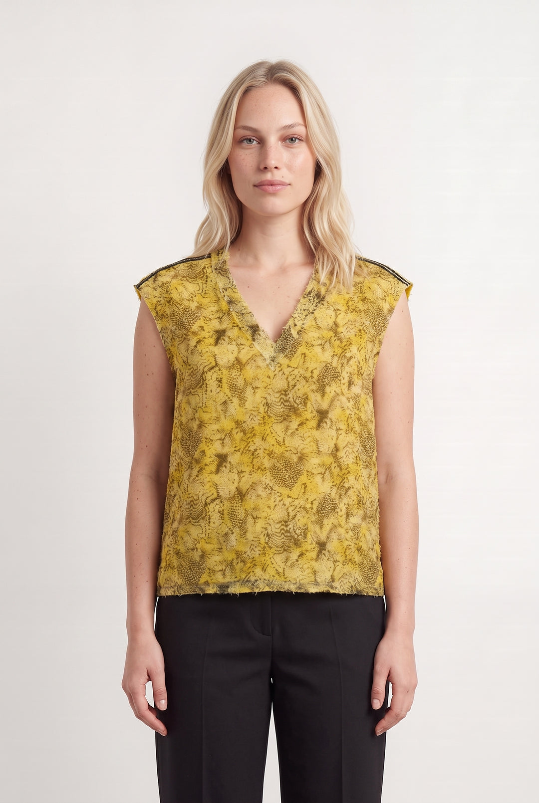 Blouse Jaune et Marron - Taille L/40 de la marque One Step | PARAD117014 - Vendu par Paradigme - Image 1