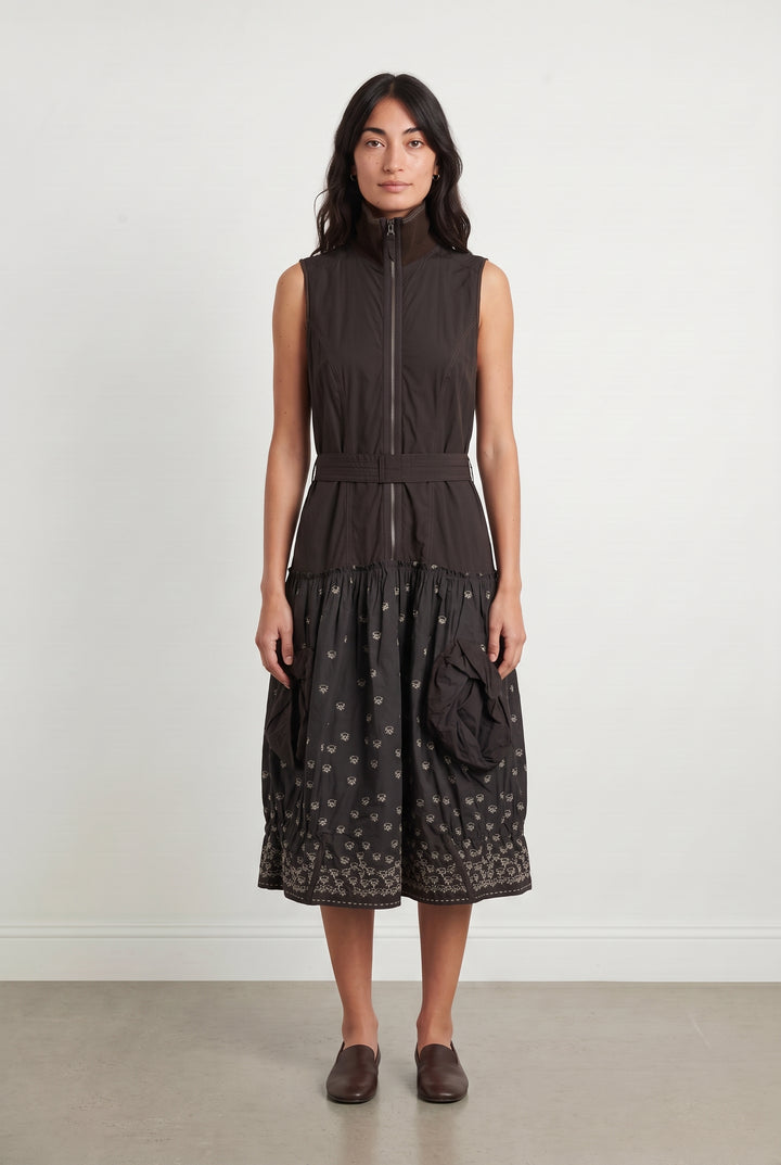 Robe Midi Marron - Taille M/38 de la marque Indies | PARAD117021 - Vendu par Paradigme - Image 1
