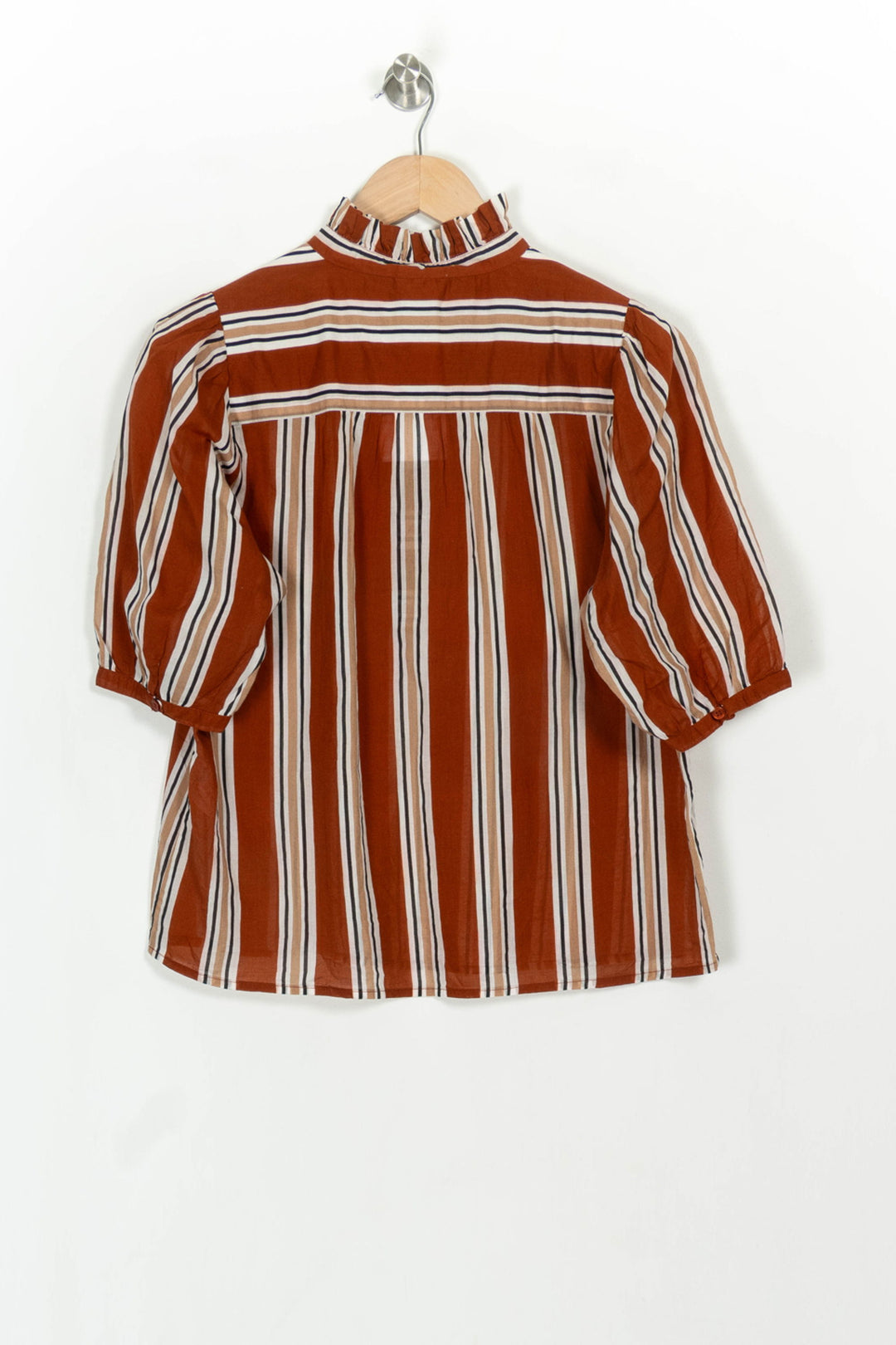 Chemise Rayée Marron et Blanche - Taille M/38 de la marque Petite Mendigote | PARAD117033 - Vendu par Paradigme - Image 5