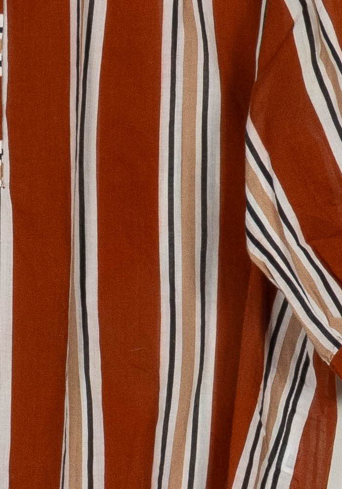 Chemise Rayée Marron et Blanche - Taille M/38 de la marque Petite Mendigote | PARAD117033 - Vendu par Paradigme - Image 3