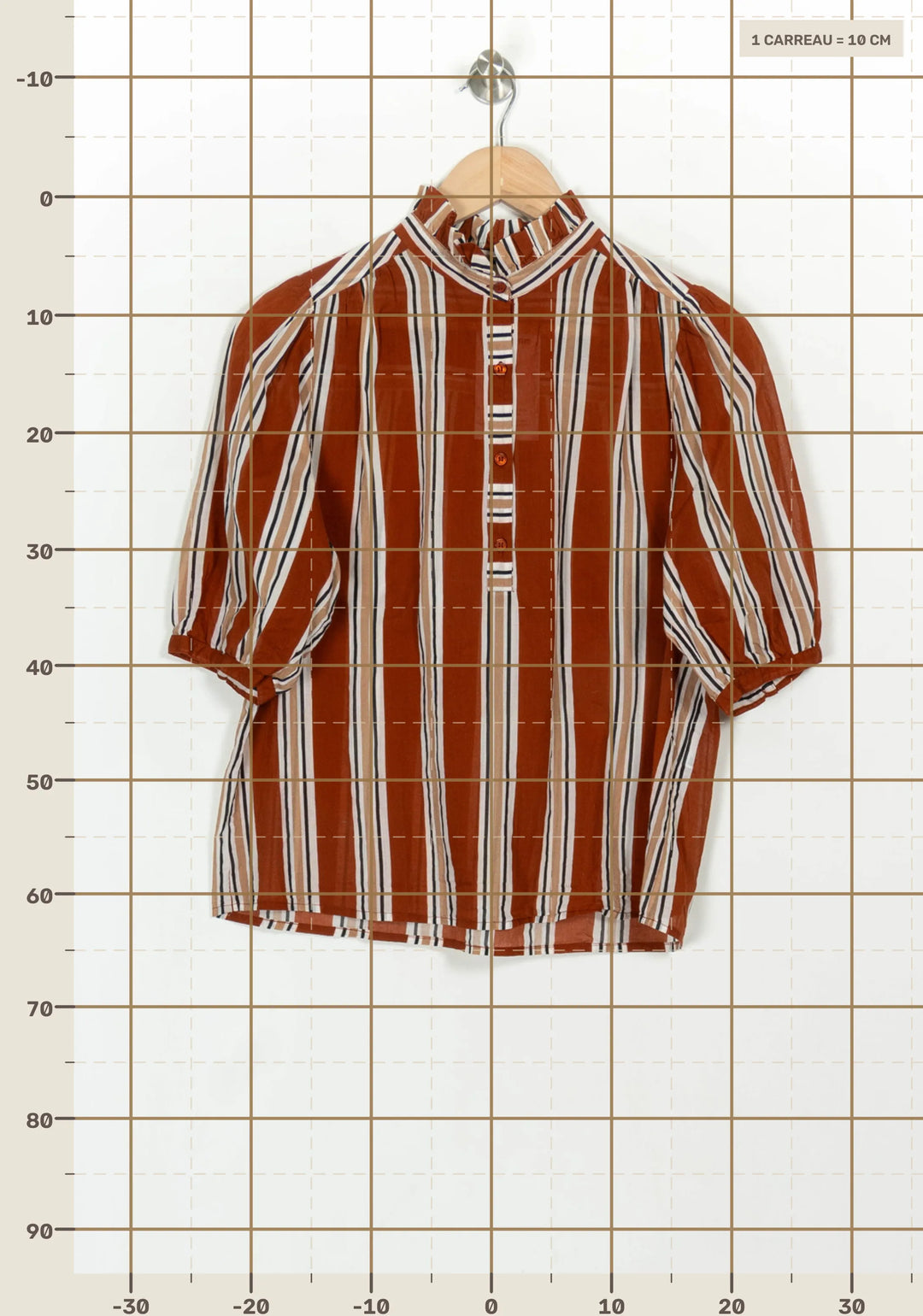 Chemise Rayée Marron et Blanche - Taille M/38 de la marque Petite Mendigote | PARAD117033 - Vendu par Paradigme - Image 4