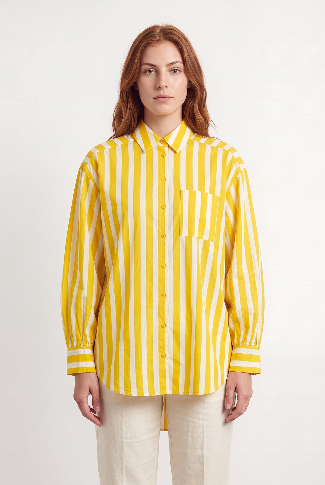 Chemise Jaune et Blanche - Taille M/38 de la marque Petite Mendigote | PARAD117044 - Vendu par Paradigme - Image 1