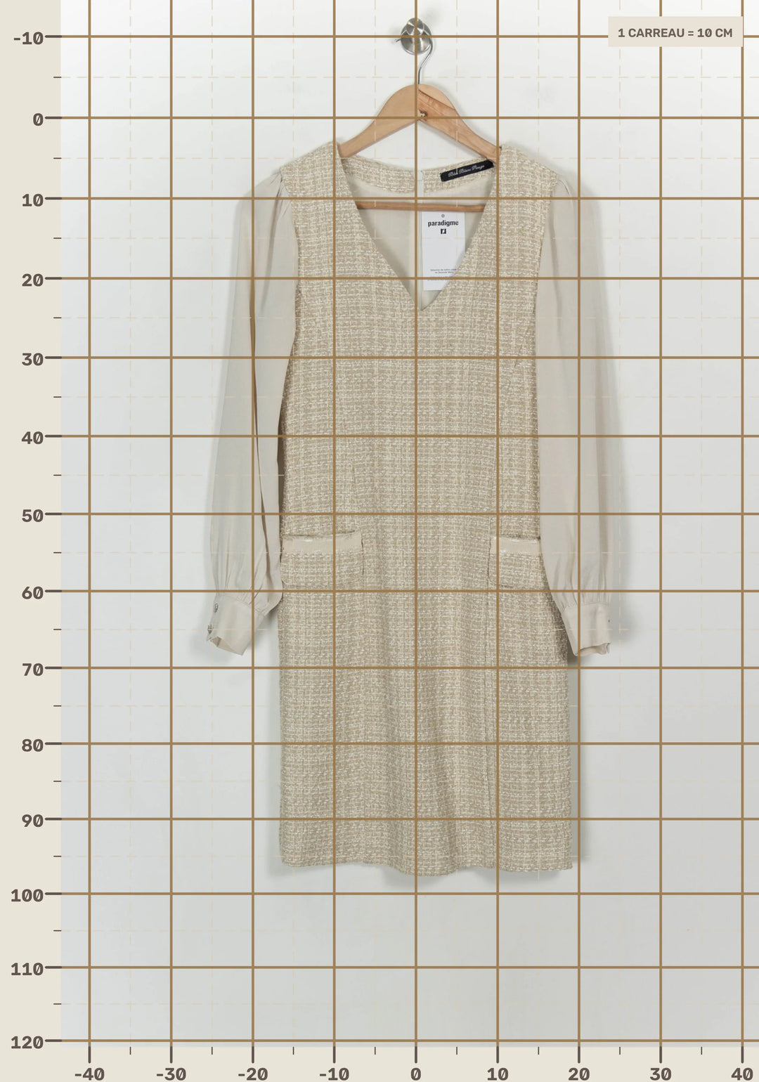 Robe Droite Beige - Taille XS/34 de la marque Bleu Blanc Rouge | PARAD117053 - Vendu par Paradigme - Image 4