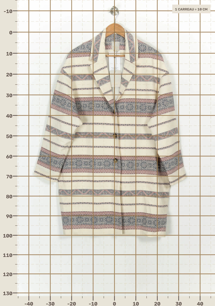 Manteau Écru et Bleu - Taille L/40 de la marque Pablo | PARAD117103 - Vendu par Paradigme - Image 4