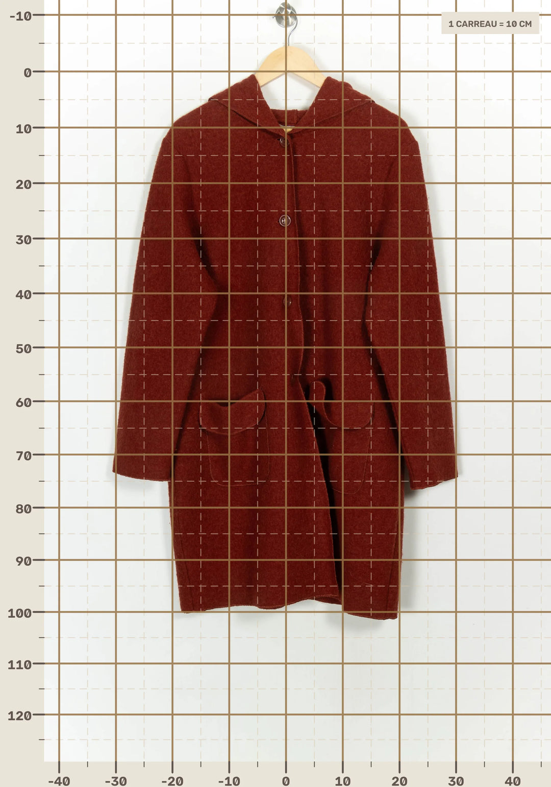 Manteau Bordeaux - Taille XL/42 de la marque La Fée Maraboutée | PARAD117117 - Vendu par Paradigme - Image 4
