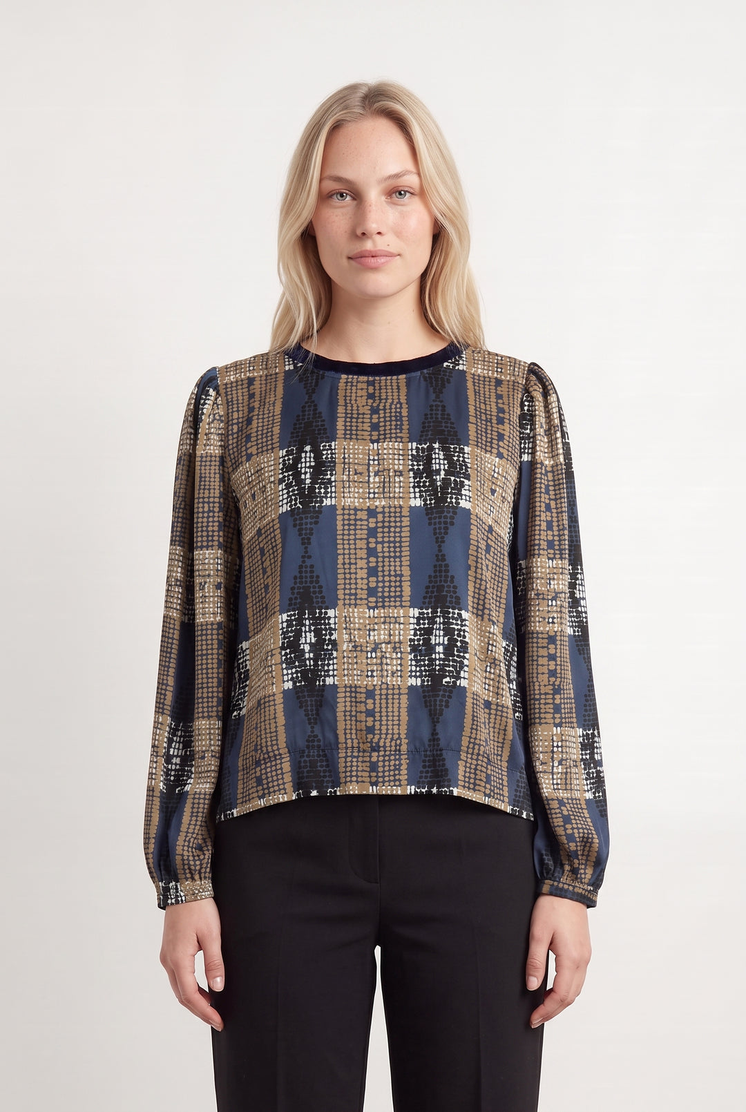 Blouse Bleue et Beige - Taille L/40 de la marque La Fée Maraboutée | PARAD117120 - Vendu par Paradigme - Image 1