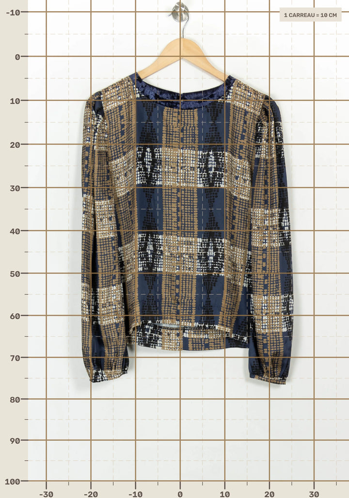 Blouse Bleue et Beige - Taille L/40 de la marque La Fée Maraboutée | PARAD117120 - Vendu par Paradigme - Image 4